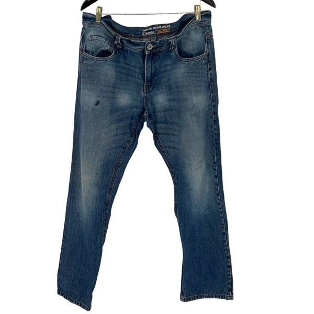 Livergy Mens Straight Jeans Denim Medium‎ Wash 5 Pocket Cotton Blue Size 36x32